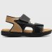 Sandália Molekinho Camurça Velcro Menino - Preto e Caramelo