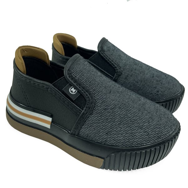 Slip On Infantil Molekinho Mescla Esportivo - Cinza e Preto