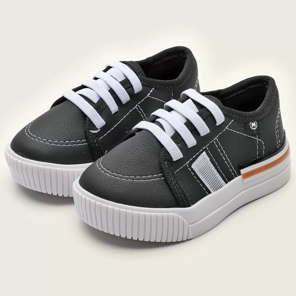 Tênis Infantil Molekinho Casual Listras - Preto e Branco
