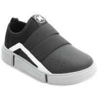Slip On Infantil Molekinho Recortes Elástico - Preto e Cinza