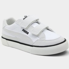Tênis Infantil Puma Court Classic Vulc Menino - Branco e Cinza
