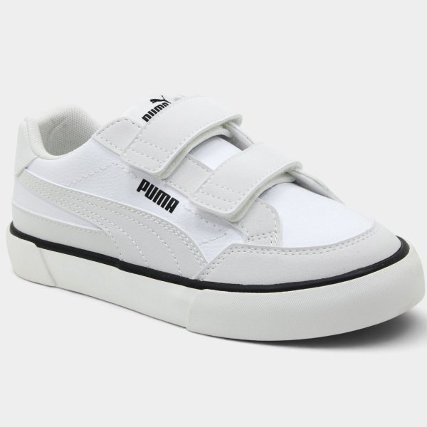 Tênis Infantil Puma Court Classic Vulc Menino - Branco e Cinza
