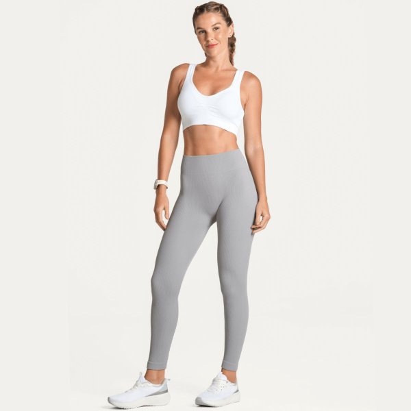 Calça Legging Lupo Sem Costura Canelada Feminina - Cinza