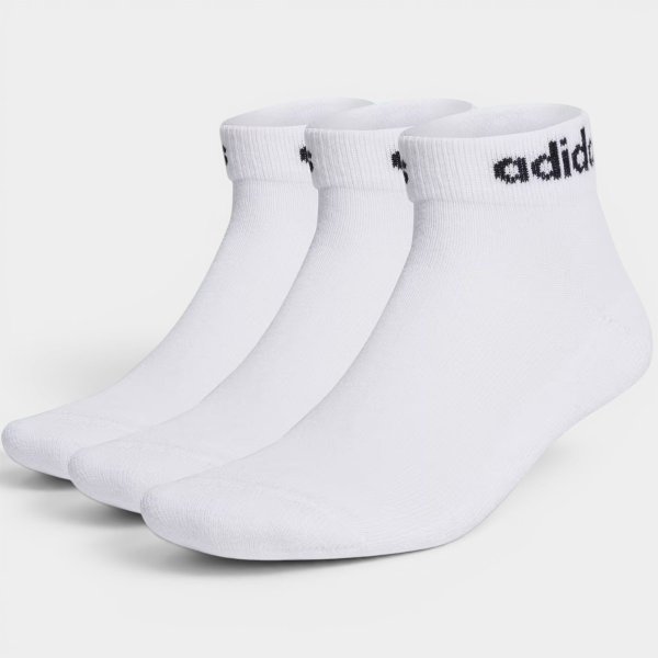 Kit 3 Pares Meia Adidas Linear Cano Baixo - Branco