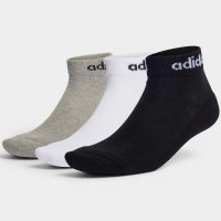 Kit 3 Pares Meia Adidas Linear Cano Médio - Branco e Preto