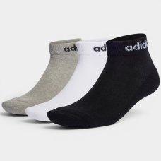 Kit 3 Pares Meia Adidas Linear Cano Médio - Branco e Preto