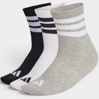 Kit 3 Pares Meia Adidas Cush Cano Médio - Branco e Cinza