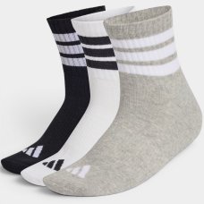 Kit 3 Pares Meia Adidas Cush Cano Médio - Branco e Cinza