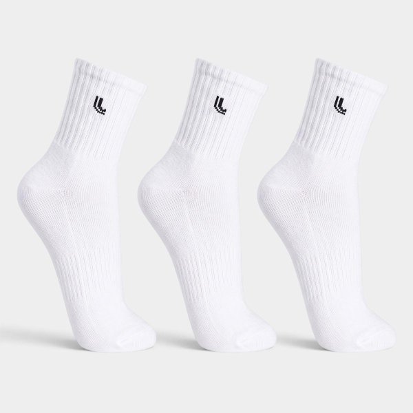 Kit 3 Pares Meia Cano Médio Atoalhada Lupo Masculina - Branco