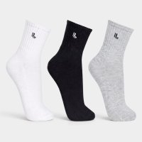 Kit 3 Pares Meia Cano Médio Atoalhada Lupo Masculina - Preto e Branco