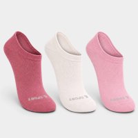 Kit 3 Pares Meia Invisível Lupo Feminina - Branco e Rosa