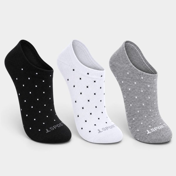 Kit 3 Pares Meia Invisível Lupo Poá Feminina - Branco e Preto