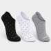 Kit 3 Pares Meia Invisível Lupo Poá Feminina - Branco e Preto