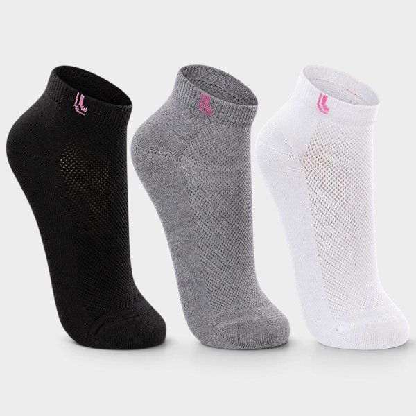 Kit 3 Pares Meia Lupo Cano Baixo Feminina - Preto e Branco