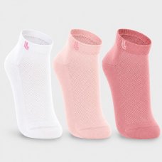 Kit 3 Pares Meia Lupo Cano Baixo Feminina - Rosa e Branco