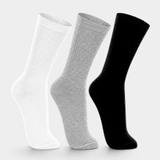 Kit 3 Pares Meia Lupo Cano Longo Masculina - Branco e Preto