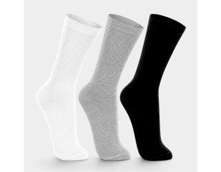 Kit 3 Pares Meia Lupo Cano Longo Masculina - Branco e Preto
