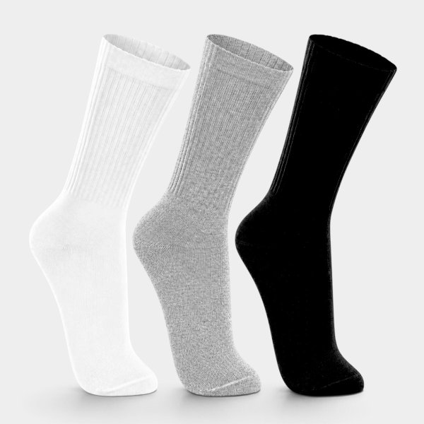Kit 3 Pares Meia Lupo Cano Longo Masculina - Branco e Preto