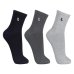 Kit Meia Cano Médio Atoalhada Lupo Masculina 3 Pares - Cinza e Preto