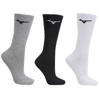 Kit Meia Mizuno Cano Alto Training Pacote com 3 pares - Branco e Preto