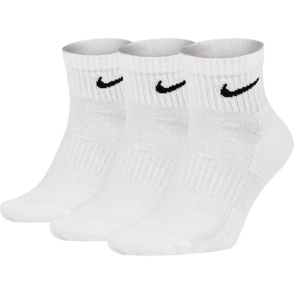 Meia Nike Cano Médio Everyday Cushion Pacote C/ 3 Pares - Branco e Preto