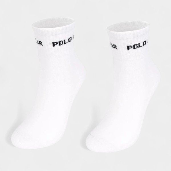 Kit 2 Meia Cano Longo Polo Wear Atoalhada Unissex - Branco
