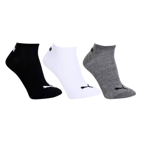 Kit 3 Pares Meia Cano Baixo Puma Logo - Branco e Preto