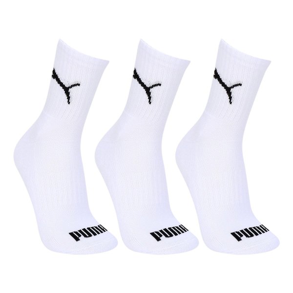 Meia Puma Cano Médio Logo c/ 3 Pares - Branco