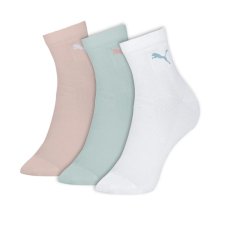 Meia Puma Cano Médio Logo c/ 3 Pares - Branco e Rosa