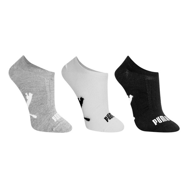 Kit 3 Pares Meia Soquete Puma Logo Masculina - Branco e Preto