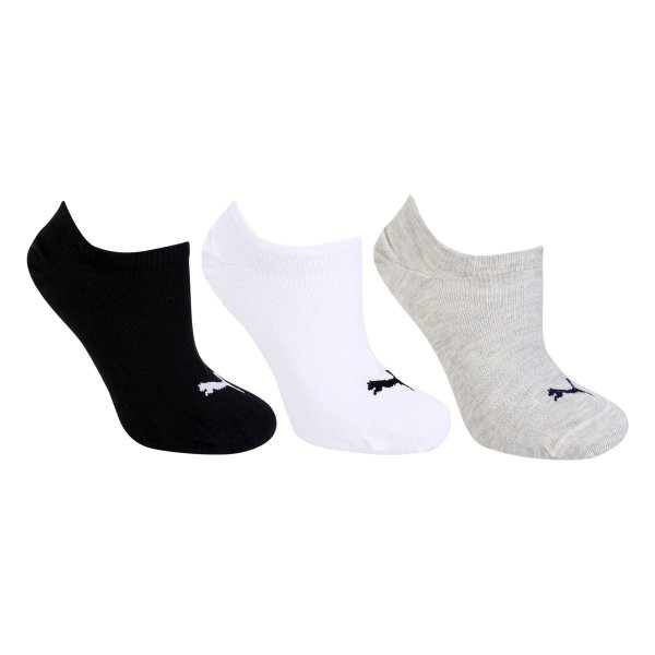 Meia Sapatilha Puma Invisível Pacote c/ 3 Pares - Branco e Preto