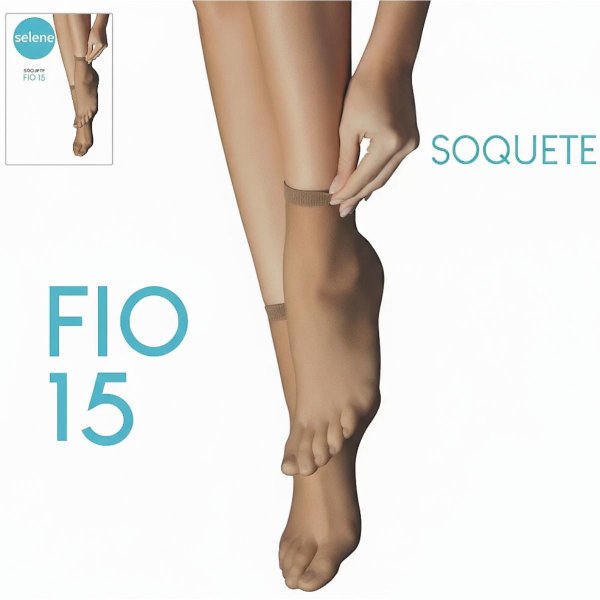 Meia Soquete Selene Fio 15 Feminina - Natural