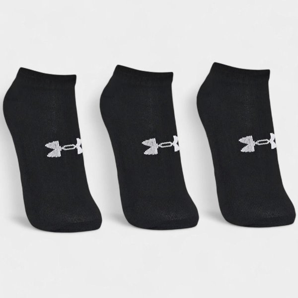 Kit Meia Under Armour Invisível Cotton No Show 3 Pares - Preto