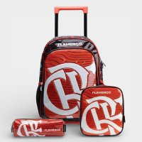 Kit Mochila de Rodinha Infantil Bagaggio Flamengo - Preto e Vermelho