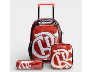 Kit Mochila de Rodinha Infantil Bagaggio Flamengo - Preto e Vermelho Kit Mochila de Rodinha Infantil Bagaggio Flamengo - Preto e Vermelho