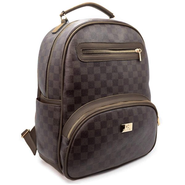 Mochila Casteliê Casual Feminina - Marrom e Dourado