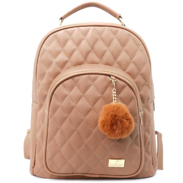 Mochila Casteliê Casual Pompom Feminina - Bege