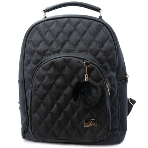 Mochila Casteliê Casual Pompom Feminina - Preto