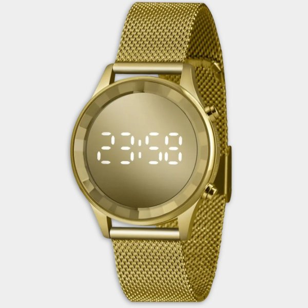 Relógio Lince Digital Led Pulseira Mesh Feminino - Dourado