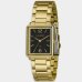 Relógio Lince Analógico Quadrado Pulseira Elos Cravejado Feminino - Dourado e Preto