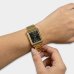 Relógio Lince Analógico Quadrado Pulseira Elos Cravejado Feminino - Dourado e Preto