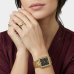 Relógio Lince Analógico Quadrado Pulseira Elos Cravejado Feminino - Dourado e Preto