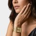 Relógio Lince Analógico Quadrado Pulseira Elos Cravejado Feminino - Dourado