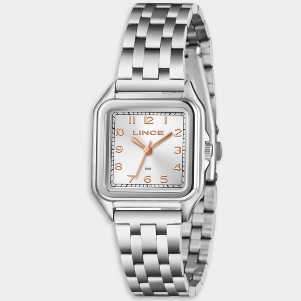 Relógio Lince Analógico Quadrado Pulseira Elos Feminino - Prata e Rose