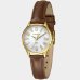 Kit Relógio Lince Analógico Folheado 18K + Colar e Brinco Feminino - Marrom e Dourado