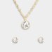 Kit Relógio Lince Analógico Folheado 18K + Colar e Brinco Feminino - Marrom e Dourado