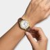 Kit Relógio Lince Analógico Folheado 18K + Colar e Brinco Feminino - Marrom e Dourado