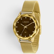 Relógio Lince Analógico Urban Pulseira Mesh Feminino - Dourado e Marrom Relógio Lince Analógico Urban Pulseira Mesh Feminino - Dourado e Marrom