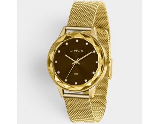 Relógio Lince Analógico Urban Pulseira Mesh Feminino - Dourado e Marrom