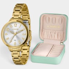 Relógio Lince Analógico Pulseira Gold Elos Feminino - Dourado e Branco Relógio Lince Analógico Pulseira Gold Elos Feminino - Dourado e Branco